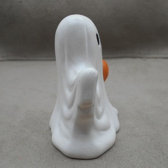 Ghost Holding Pumpkin 3" Hand Painted Halloween Ceramic Vintage - Picture 3 of 6